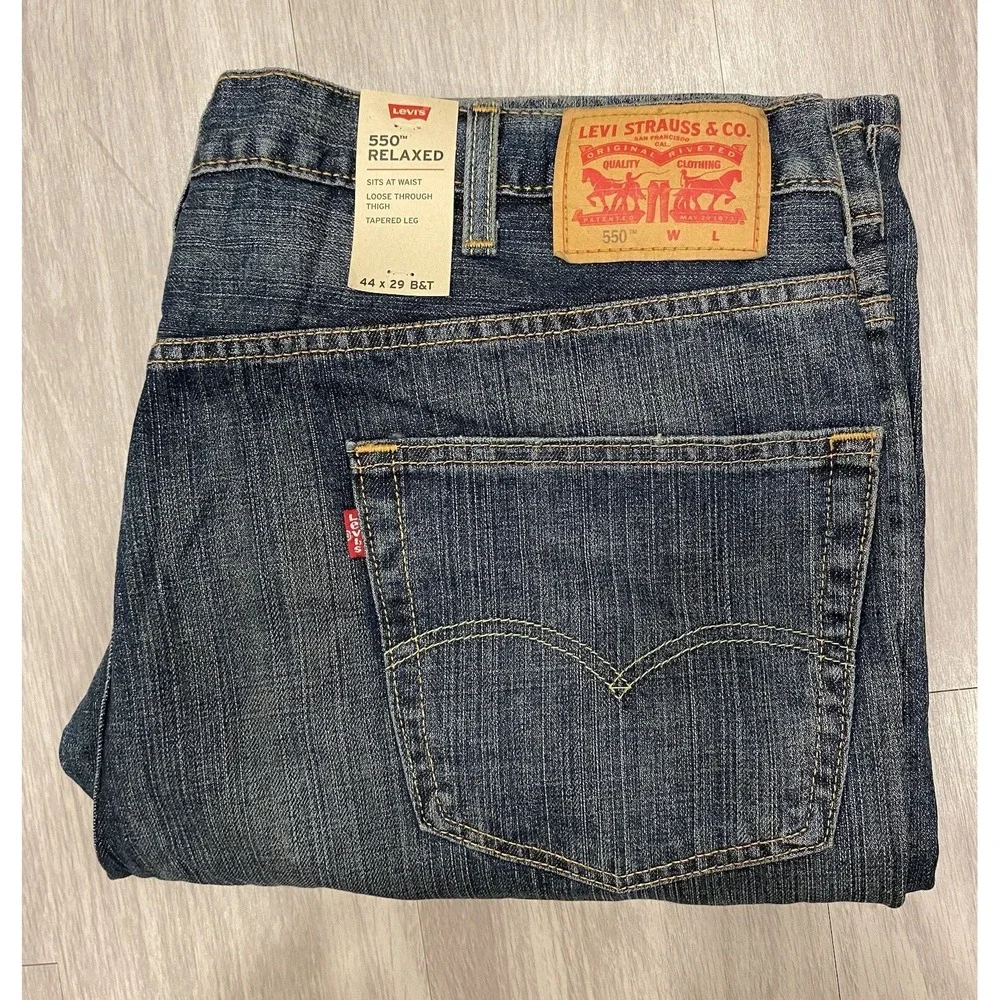 Levi's 550 Jeans Men's 44 x 29 Big & Tall Blue Denim Tapered Leg Relaxed Fit $70